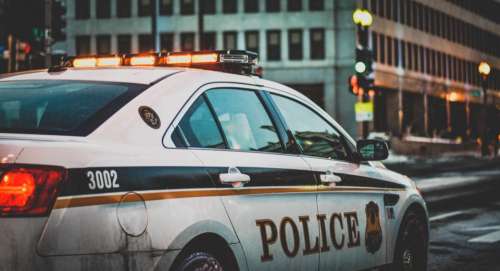 police car sirens lights city