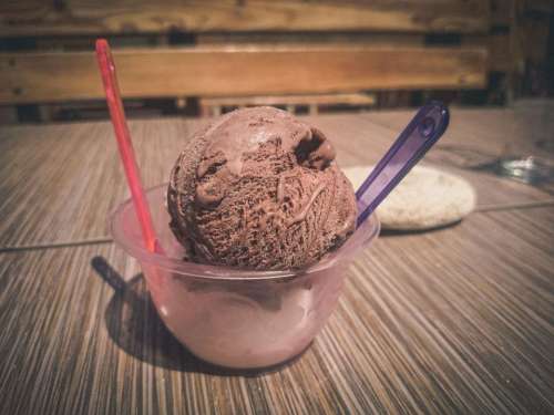 chocolate ice cream cup spoon summer