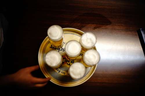 bar tray beers drink food