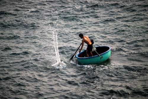 people man boat sailing paddle