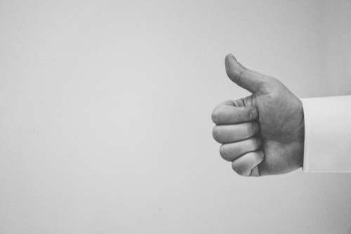 thumbs up hand people black and white