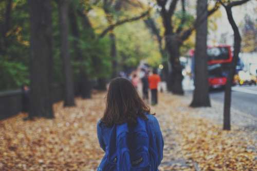 girl woman walking pedestrian city