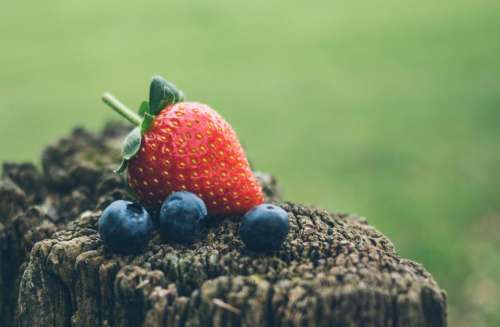 strawberry blueberry fruits food blur