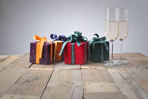 gift box wine glass white wine