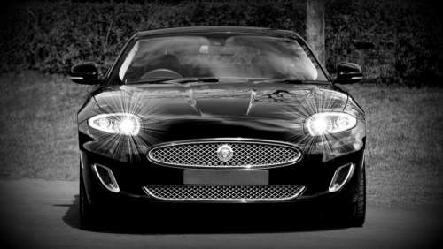 car vehicle headlights black and white grayscale