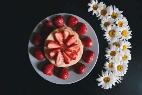 red strawberry dessert fruit pancake