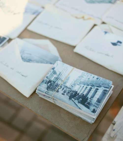 paper photo envelope card table