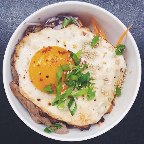 food asian cuisine donburi steak rice