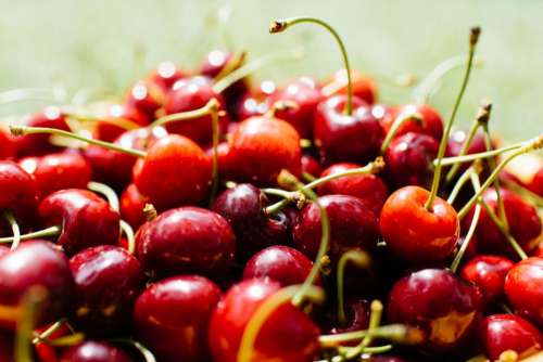 food eat fruits cherries pile