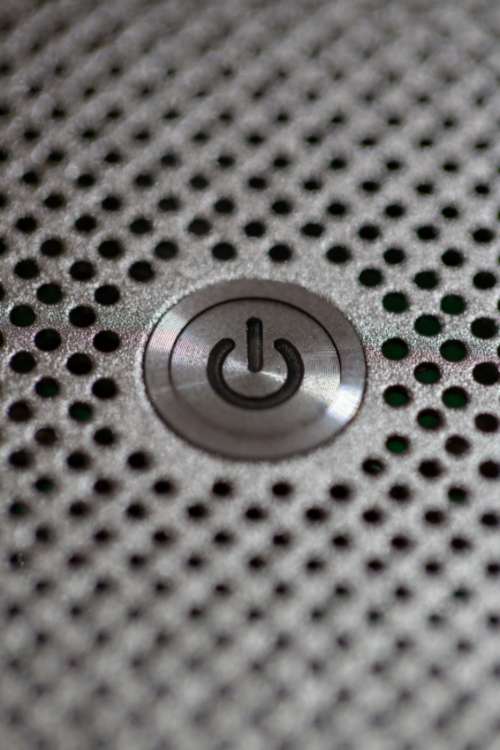 computer power button silver metal