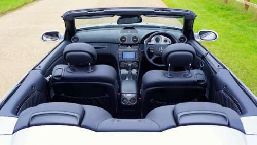 car interior black convertible mercedes
