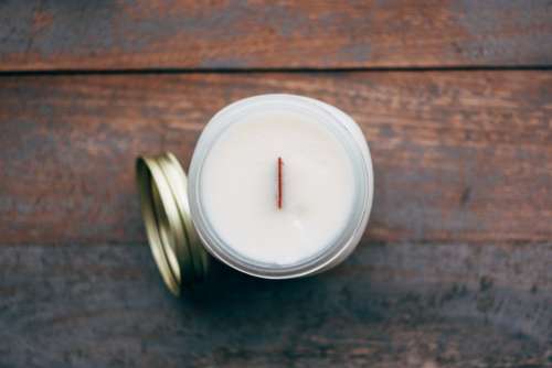 candle jar white lid wood