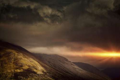 dark sky mountain highland landscape
