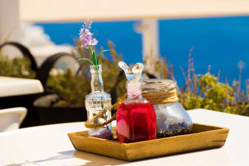 Santorini greece relax travel table