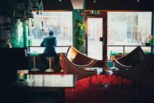 restaurant window glass chair table