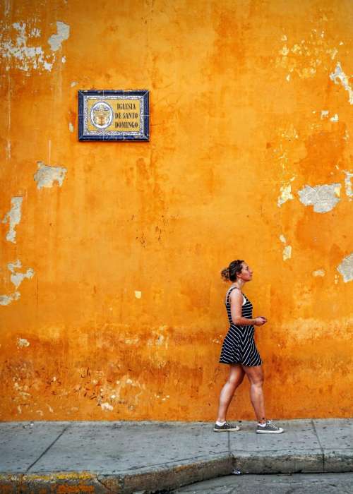 people woman street orange color