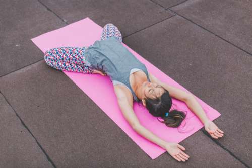 woman stretch yoga outdoors oriental