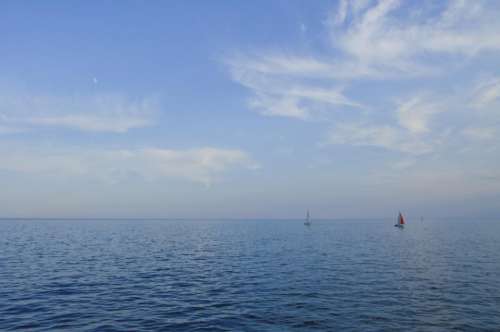 sailboats ocean sea water horizon
