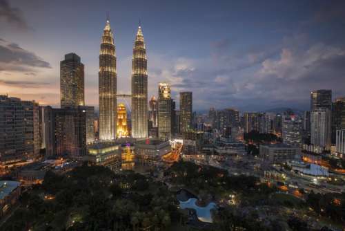 city landscape cityscape buildings night