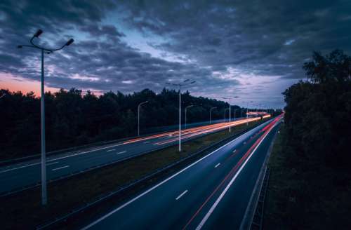 motorway lights night dark evening