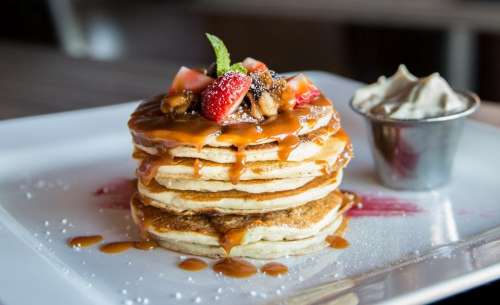restaurant food gourmet pancakes fruits