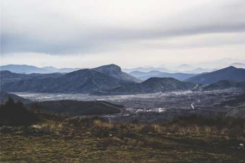 nature landscape summit peaks grasslands