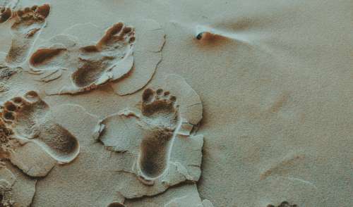 footprints sand beach desert outdoors