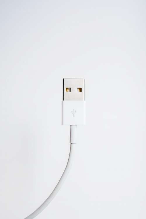 usb cord white wall technology