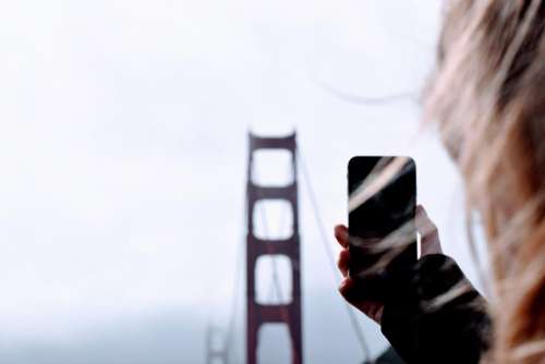 bridge architecture blur phone hand
