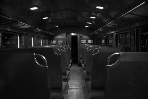 black and white seats train transportation travel