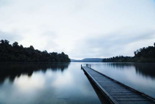 dock lake calm dusk nature