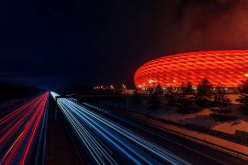 soccer stadium night autobahn highway