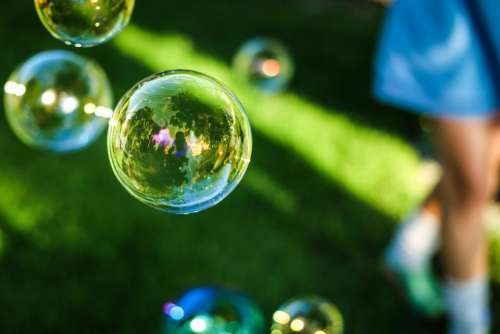 bubbles grass reflection outdoors
