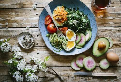 flat lay food salad diet healthy