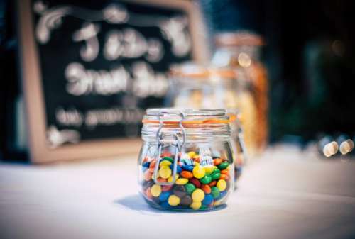 candy smarties chocolate glass jar