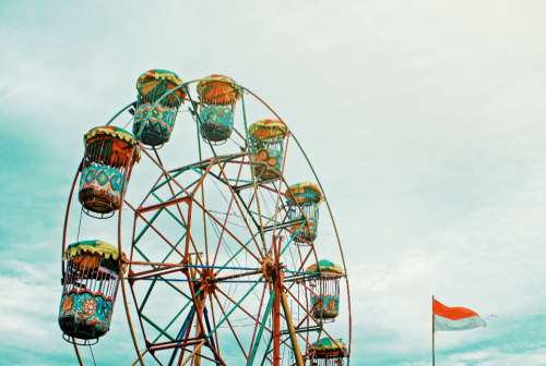 festival fair carousel blue sky