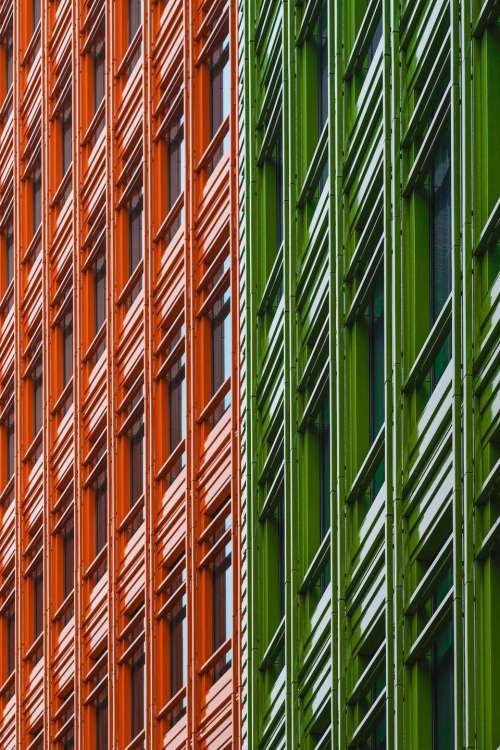 architecture building infrastructure orange green