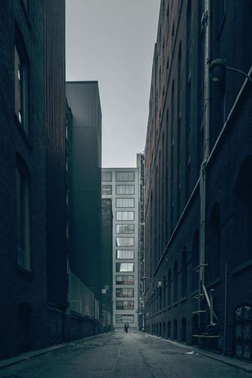 buildings urban street city man