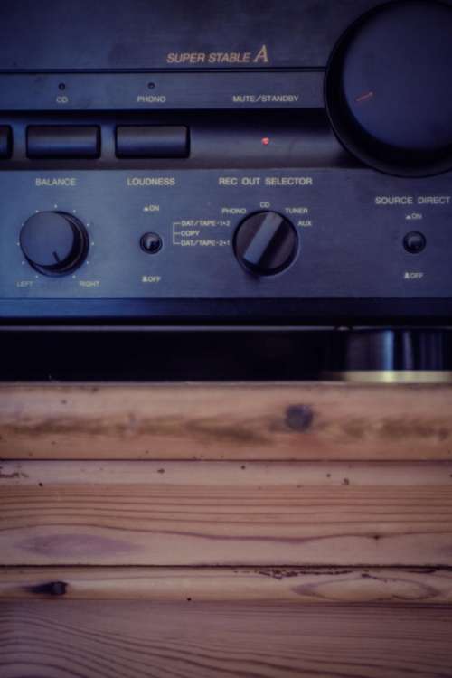music speaker wooden frame button