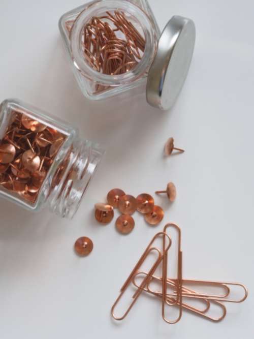 paper clips pins jars glass lid