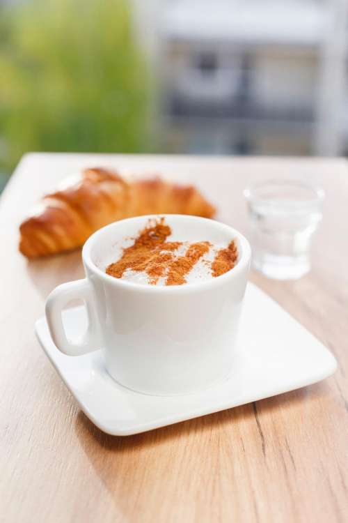 croissant bread food snack coffee