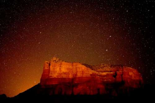 nature mountain cliff sky stars