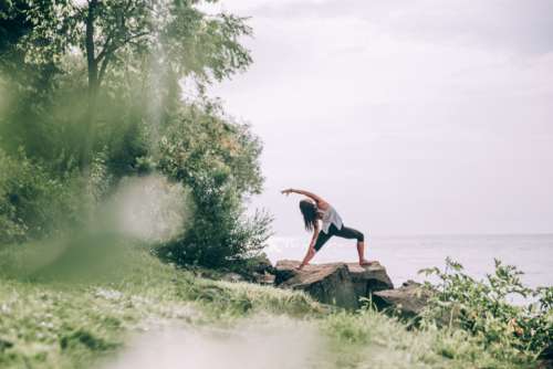 yoga woman outdoors healthy peaceful