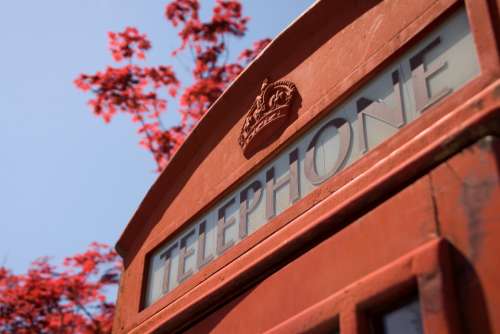 red telephone box london england