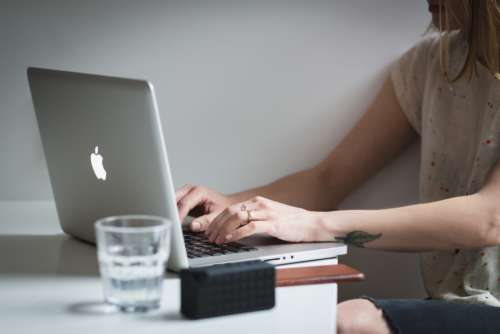 woman work laptop mac apple
