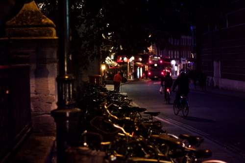 oxford night street street light bikes