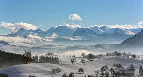 mountain highland landscape nature snow