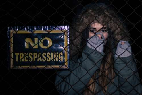 girl no trespassing sign typography text