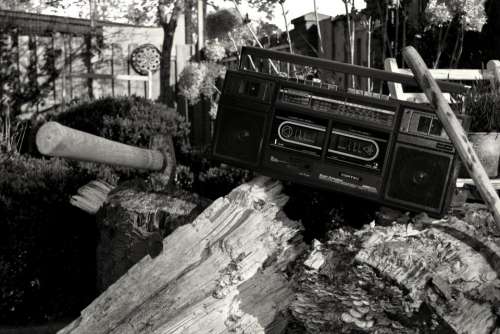 black and white monochrome woods vintage radio