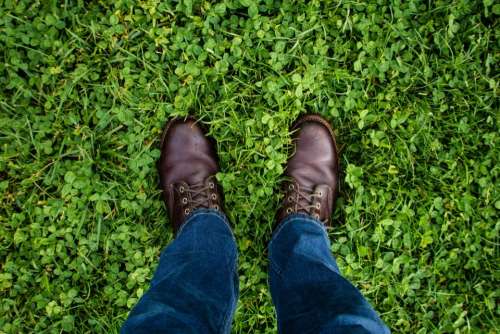 green grass jeans denim leather